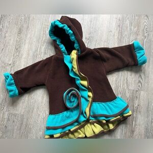 Corky and Company Boutique Ruffle Floral Hooded Fleece Jacket